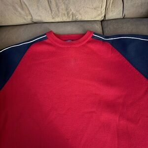 American Eagle Outfitters Red and Navy Sweater
